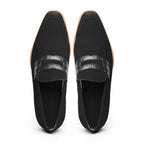 11-020-BLK MEO 3 Sueded Goatskin Penny Loafer, Black