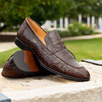 11-201-CGM ROMA Crocodile Penny Loafer, Cognac