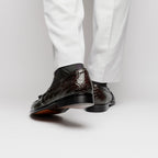 11-582-NIC FRANCO Crocodile Tassel Loafer, Nicotine