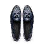 11-582-NVY FRANCO Crocodile Tassel Loafer, Navy