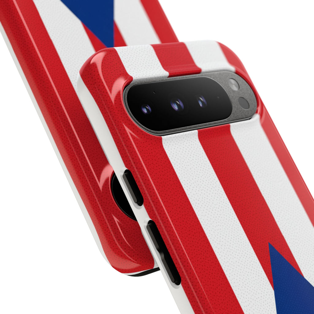 Puerto Rico Flag Tough Phone Case Patriotic Red & White Stripe Design