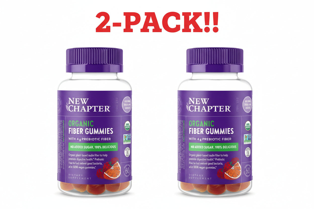 New Chapter Organic Fiber Gummies for Adults & Kids, Citrus-Berry Flavor, 60 ct - Double Pack! (120 Gummies Total) (Plus Available DISCOUNTS!!)