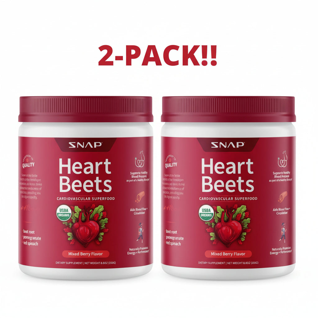 Snap Supplements Heart Beets Organic Beet Root Powder 2-Pack, 60 Servings Total (17.6 oz), Mixed Berry Cardiovascular Support with Nitric Oxide & B Vitamins