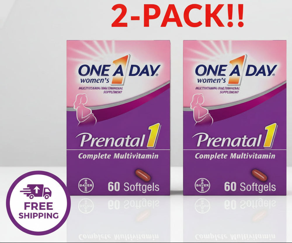 One A Day Women's Prenatal 1 Multivitamin 2-Pack - Complete Pregnancy Supplement with DHA, Folic Acid & Iron - 120 Liquid Softgels Total