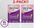 One A Day Women's Prenatal 1 Multivitamin 2-Pack - Complete Pregnancy Supplement with DHA, Folic Acid & Iron - 120 Liquid Softgels Total