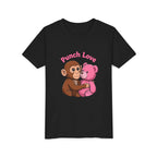 Youth Tee — "Punch Love" Monkey Hugging Pink Teddy Cute Kids Valentine Shirt