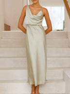 Satin Asymmetrical Midi Dress