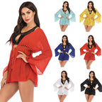 Seaside Vacation Beach Beach Cover Up Swimsuit Outer Wear Women Loose Hand Crocheting Sun Protection Shirt Jacket
