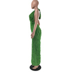 Women Clothing Spring Summer Wave Pattern Sexy Bandeau High Waist Jumpsuit