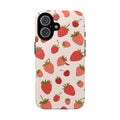 Strawberry Pattern Tough Phone Case Cute Pink Protective iPhone Cover