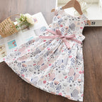 Spring and summer butterfly print sleeveless dress