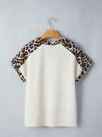 Leopard Print Raglan Sleeve Blouse