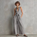 Women's Elegant V-Neck Sleeveless Commuter Jumpsuit