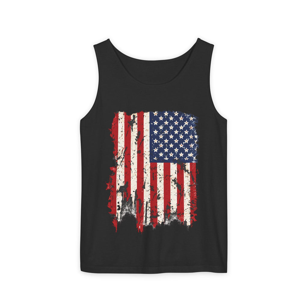 Distressed American Flag Tank Top  Patriotic USA Sleeveless Shirt for 4th of July Summer and Everyday Wear