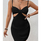 Women Clothes Vacation Sexy Slim Fit Waist Leaking Camisole Semi Transparent Beach Short Dress Crochet hook