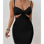 Women Clothes Vacation Sexy Slim Fit Waist Leaking Camisole Semi Transparent Beach Short Dress Crochet hook