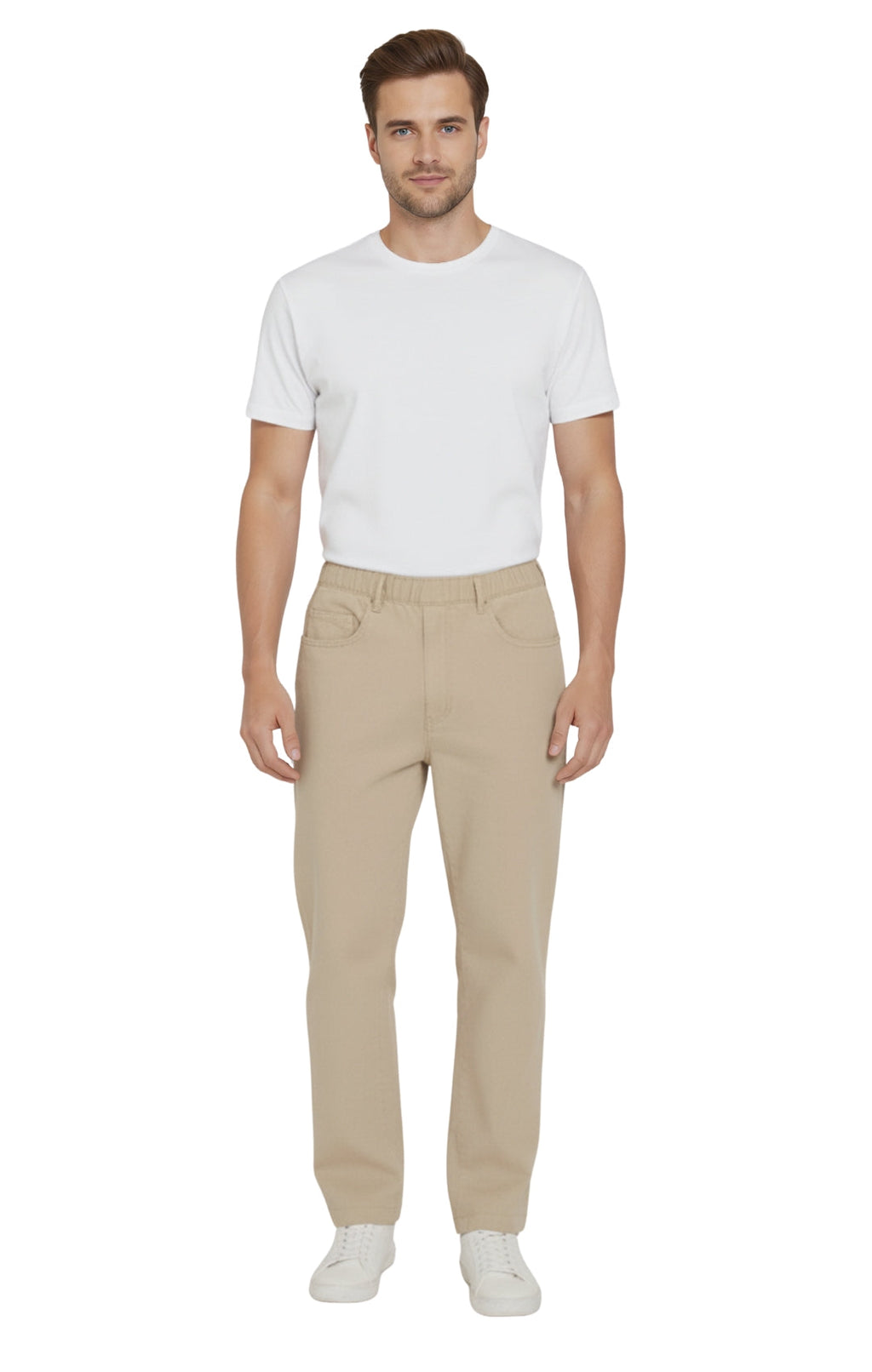 Men's Casual Elastic Waist Denim & Twill Pull on Jeans Pants