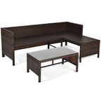 3 Pieces Patio Wicker Rattan Sofa Set