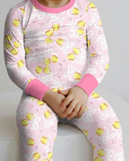 Softball Cherry Mom And Girl Matching Bamboo Two Piece Long Sleeve Pajama Set