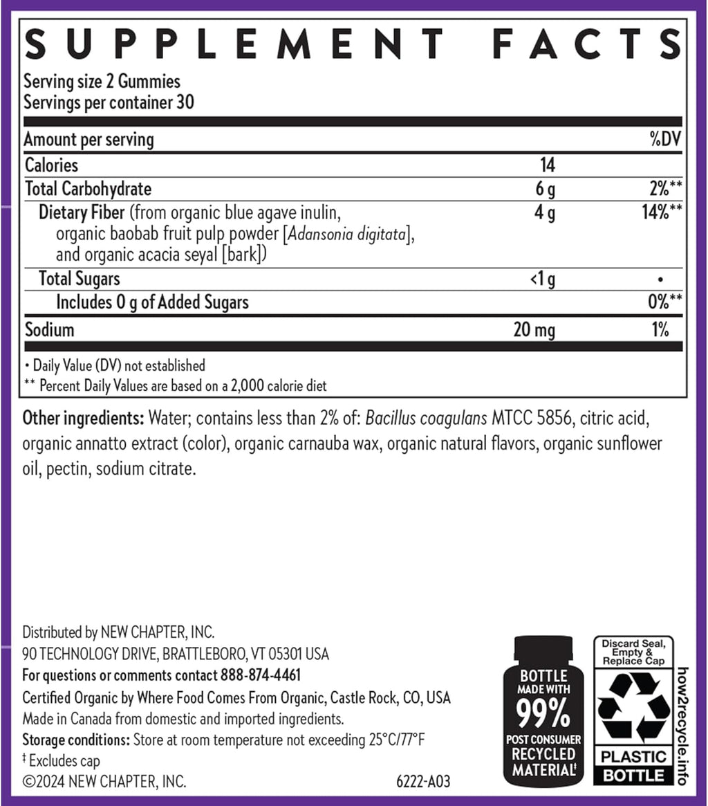 New Chapter Organic Fiber Gummies for Adults & Kids, Citrus-Berry Flavor, 60 ct - Double Pack! (120 Gummies Total) (Plus Available DISCOUNTS!!)