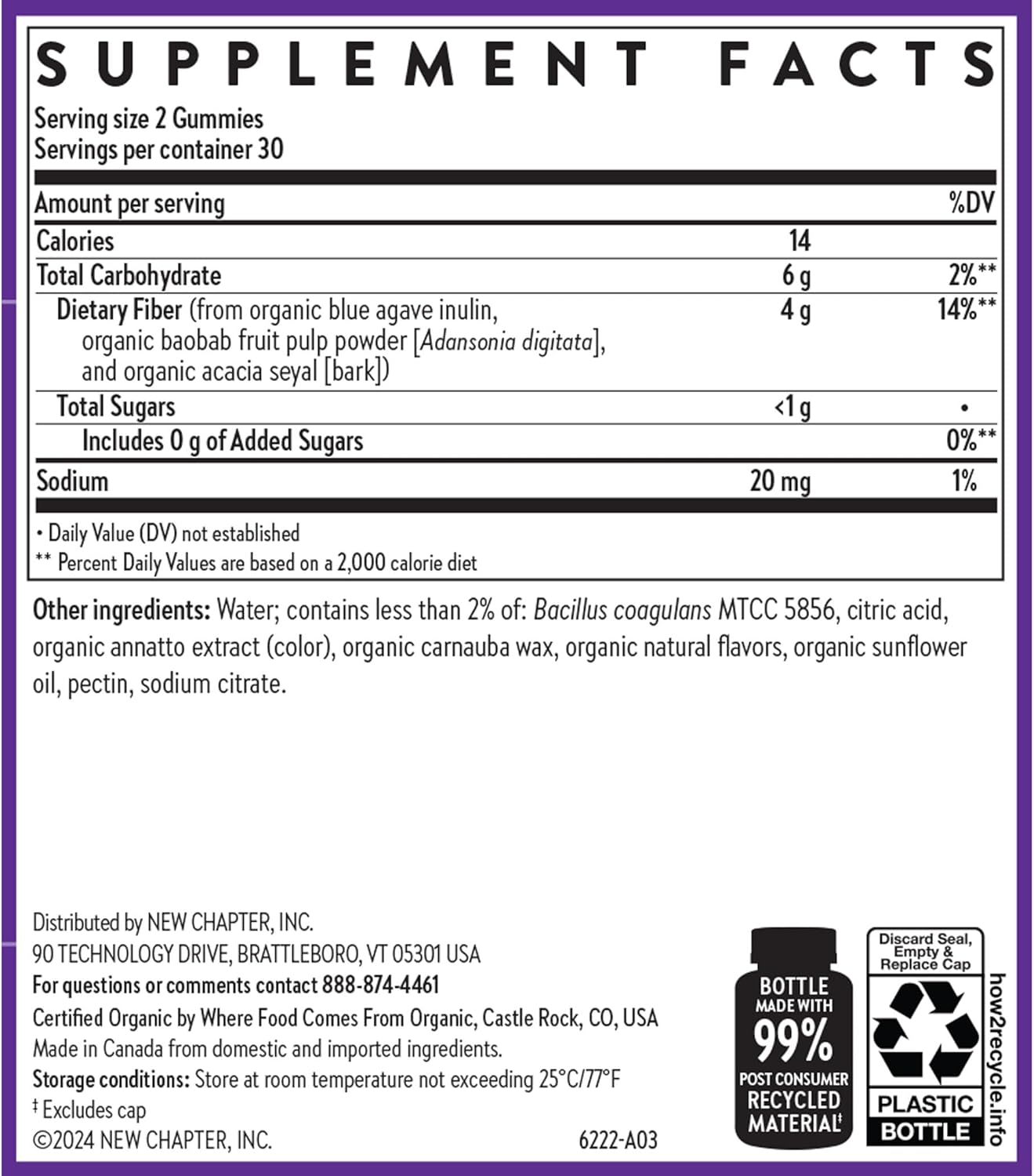 New Chapter Organic Fiber Gummies for Adults & Kids, Citrus-Berry Flavor, 60 ct - Double Pack! (120 Gummies Total) (Plus Available DISCOUNTS!!)