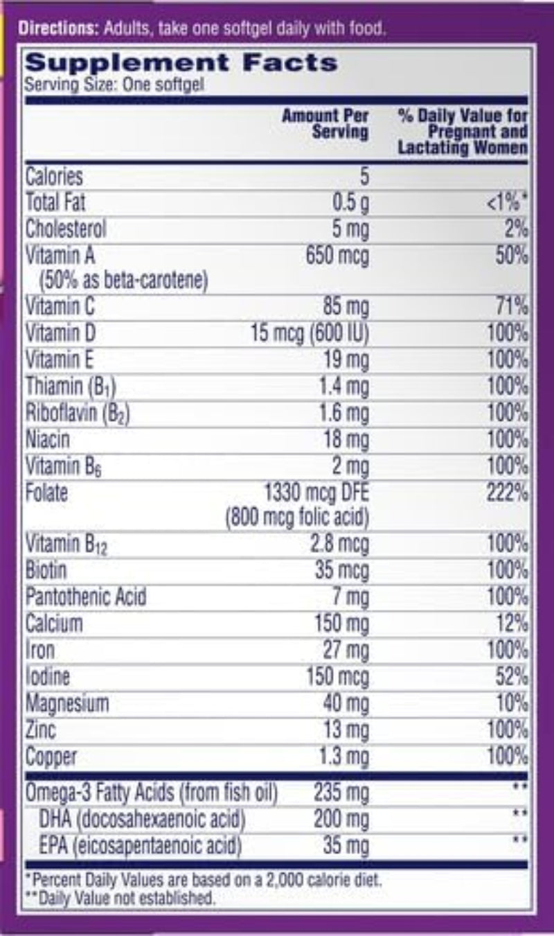 One A Day Women’s Prenatal 1 Multivitamin with DHA and Folic Acid, 60 Count – Support for Mom and Baby Before, During, and After Pregnancy – 60 Softgels