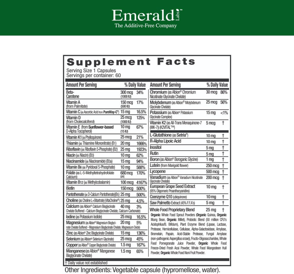 Emerald Labs Men's 45+ 60 Vegetable Capsules
