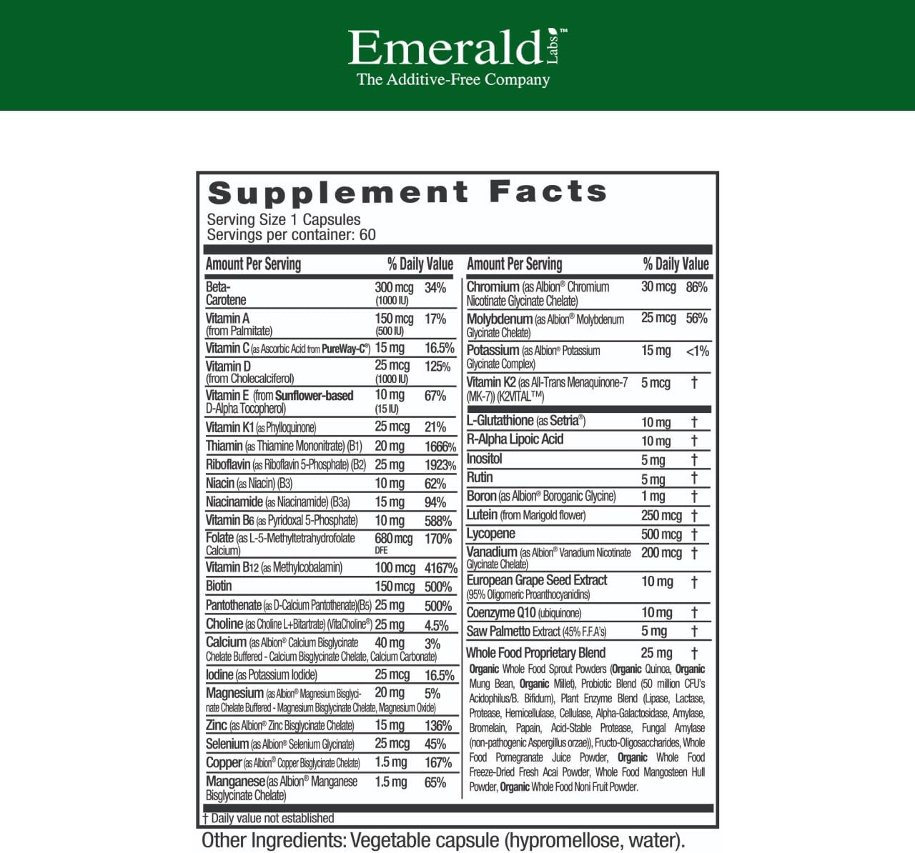 Emerald Labs Men's 45+ 60 Vegetable Capsules