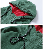 Corduroy Hip-Hop Patchwork Hooded Jacket for Couples