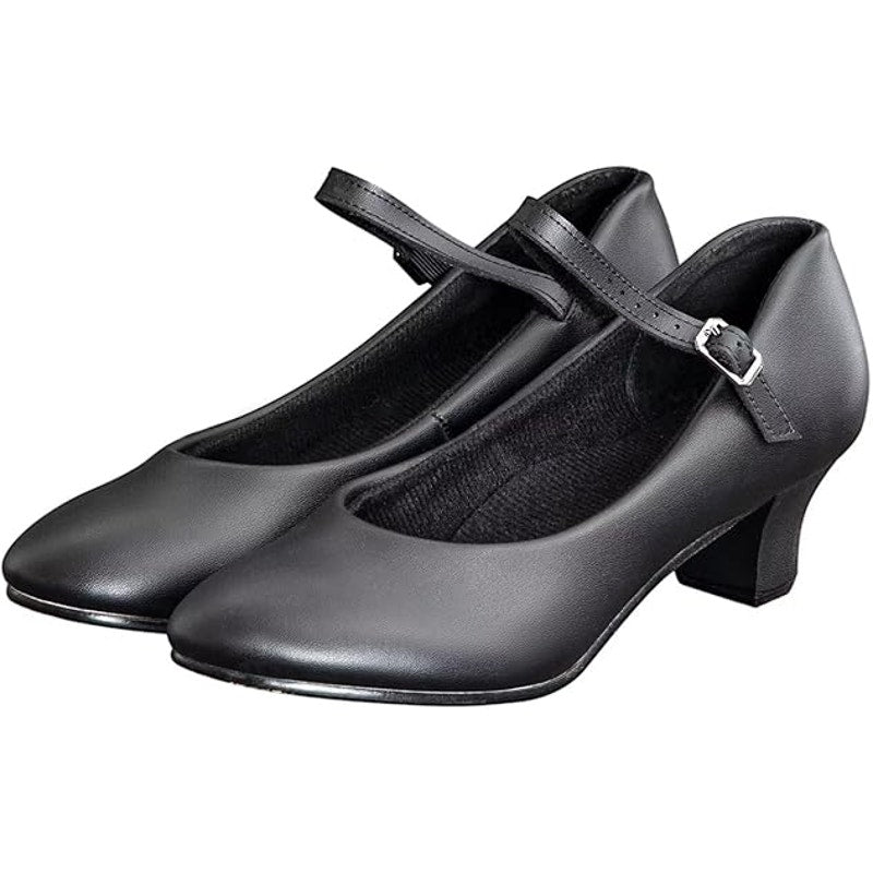 Arcliber Womens Size 8.5 Black Faux Leather 2" Heel Round Toe Stage Dance Shoes