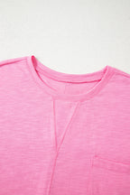 Sachet Pink Loose Fit Half Sleeve T Shirt and High Waist Skirt Set