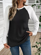 Waffle Knit Raglan Sleeve T-Shirt