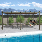 [11X20FT] Premium Outdoor Retractable Aluminum Pergola With Weather-Resistant Canopy (SAK54612)