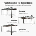 [11X20FT] Premium Outdoor Retractable Aluminum Pergola With Weather-Resistant Canopy (SAK54612)