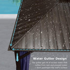 [12X20FT] Heavy-Duty Outdoor Backyard Hardtop Gazebo With Netting And Curtains (SAK18352)