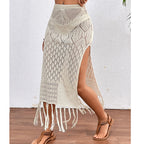 High Slit Tassel Sexy Texture Skirt Beach Vacation Bikini Overskirt Crochet hook