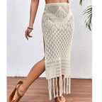 High Slit Tassel Sexy Texture Skirt Beach Vacation Bikini Overskirt Crochet hook