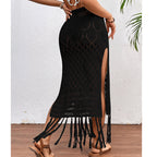 High Slit Tassel Sexy Texture Skirt Beach Vacation Bikini Overskirt Crochet hook