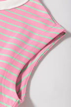 Sachet Pink Striped Crew Neck Cap Sleeve T Shirt