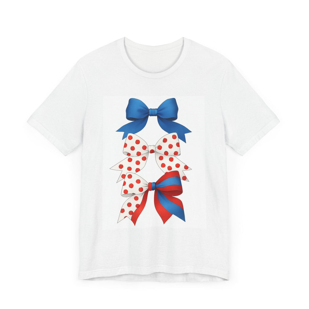 Patriotic Bows Tee - Festive Unisex Jersey Short Sleeve Tee, 4th of July Shirt, Summer Celebration Top, Cute Gift for Her, Holiday Apparel