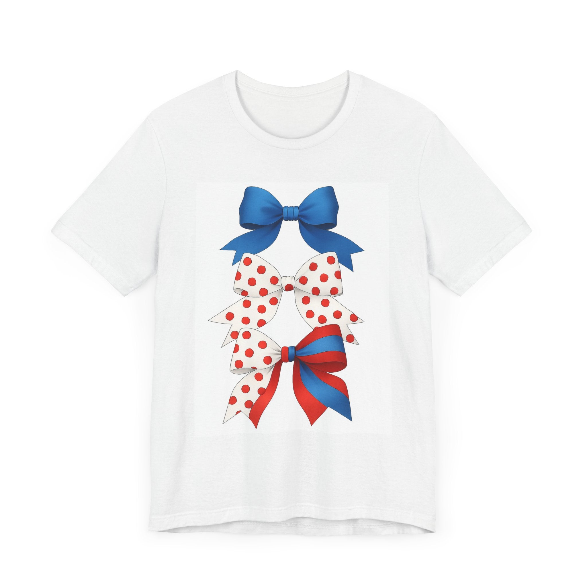 Patriotic Bows Tee - Festive Unisex Jersey Short Sleeve Tee, 4th of July Shirt, Summer Celebration Top, Cute Gift for Her, Holiday Apparel