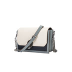 Genuine leather small crossbody bag  multi pockets contrast tone
