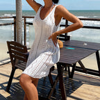 Women Clothing Short Knitted Texture Hollow Out Cutout out See through Camisole Sexy Short Dress Beach Dress Crochet hook