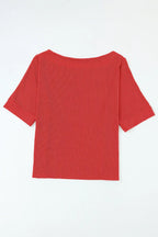 Ribbed Knit Off-Shoulder Blouse