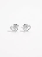 925 Sterling Silver Inlaid Zircon Heart Earrings