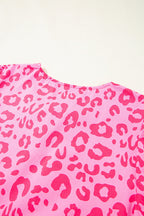 Rose Leopard Puff Sleeve Tie Front High Waist Mini Dress