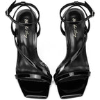 Elisabet Tang Womens Size 8 Black 4.25" Heels Open Square Toe Ankle Strap Shoes