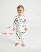 Custom Dogs Photo "Protected By" Bamboo Convertible Zippered Romper