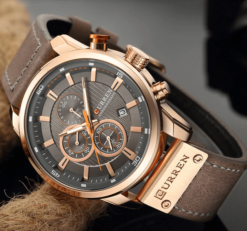 Men's Waterproof Elegant Sport Watch With Chronometers Day View, Leather  Belts And Hardlex Scratch Resistant Glass Perfect Gift For Him