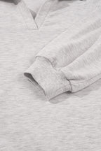 Dark Khaki Polo Collar V Neck Pullover and Drawstring Sweatpants Set